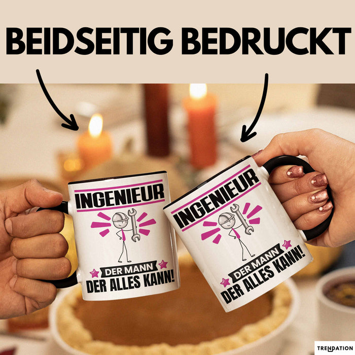 Ingenieur Tasse Geschenk für Ingenieur Der Mann Der Alles Kann Geschenkidee zum Geburtstag Schwarz Trendation