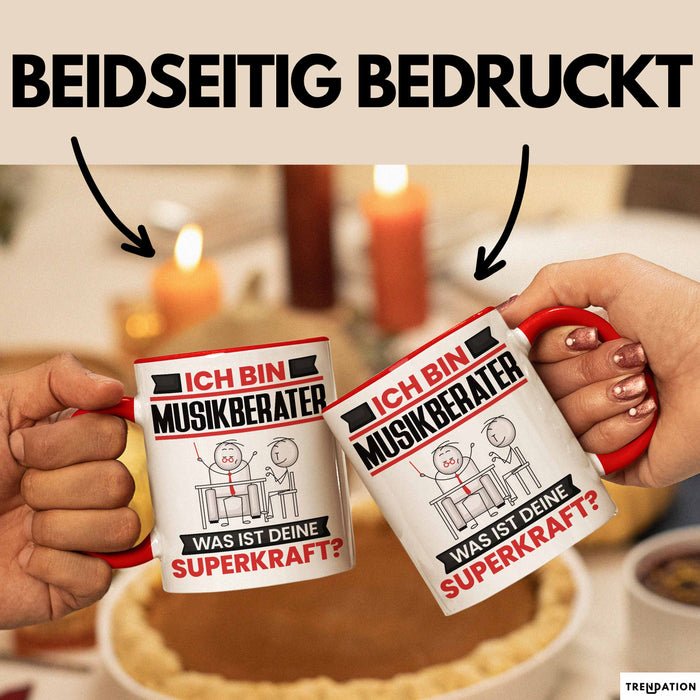 Musikberater Tasse Geschenk für Musikberater Geburtstag Lustiger Spruch Kaffee-Becher Was Ist Deine Superkraft Rot Trendation