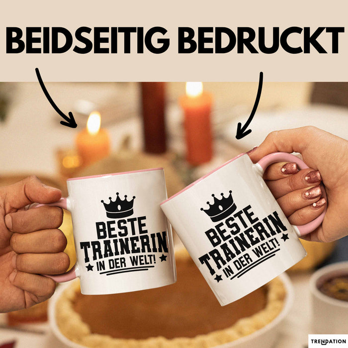 Trainerin Tasse Geschenk Beste Trainerin In Der Welt Fussball Handball Hockey Trainerin Rosa Trendation