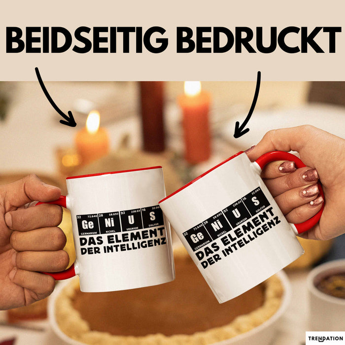 Chemiker Tasse Geschenk Für Chemie-Studenten Genius Das Element Der Inztelligenz Kaffee-Becher Rot Trendation