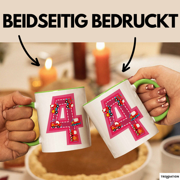 4. Geburtstag Tasse Geschenk Mädchen Jungs 4Er Geburstagsgeschenk Becher Grün Trendation