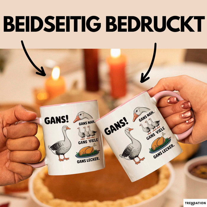 Gans Tier Gänse Bauer Tasse Becher Geschenk Lustige Geschenkidee Spruch Gänsearten Rosa Trendation