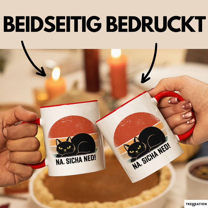 Katze Tasse Geschenk Na Sicha Ned Geschenkidee Katzenliebhaber Kaffee-Becher Rot Trendation