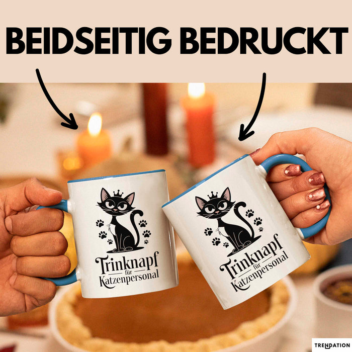 Katzenliebhaber Tasse Geschenkidee Trinknapf Katzen Personal Blau Trendation