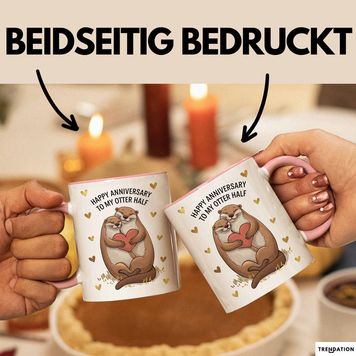 Romantisches Paar Jahrestagsfeier Tasse Geschenk Lustige Geschenkidee Spruch Alles Gute Zum Hochzeitstag Für Meine Otter Hälfte Rosa Trendation