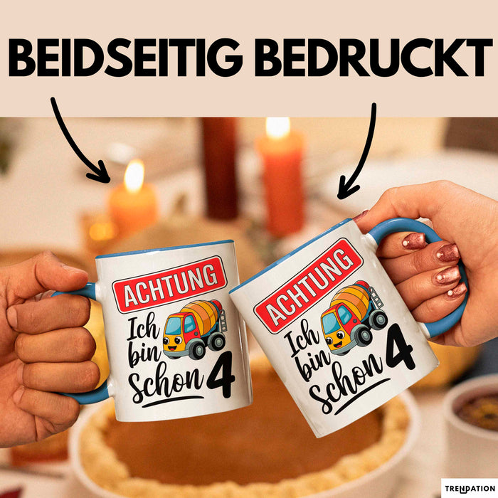 4. Geburtstag Tasse Geschenk Ich bin schon 4 Geschenkidee Geschenkidee Lustig Blau Trendation