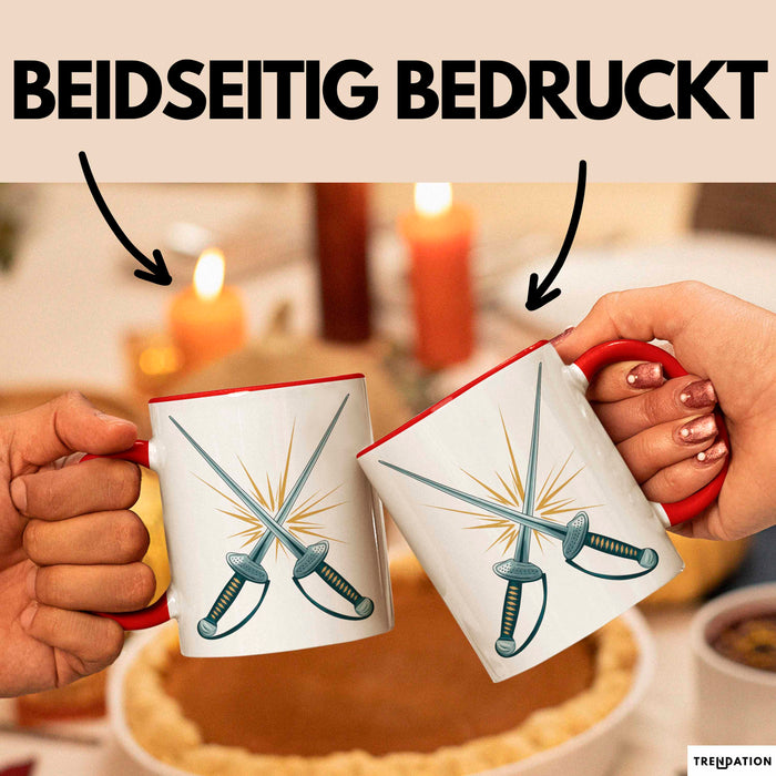 Fechter Tasse Geschenkidee für Schwertkampf Experten Rot Trendation