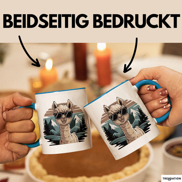 Alpaka Liebhaber Tasse Geschenkidee für Tierfreunde Blau Trendation