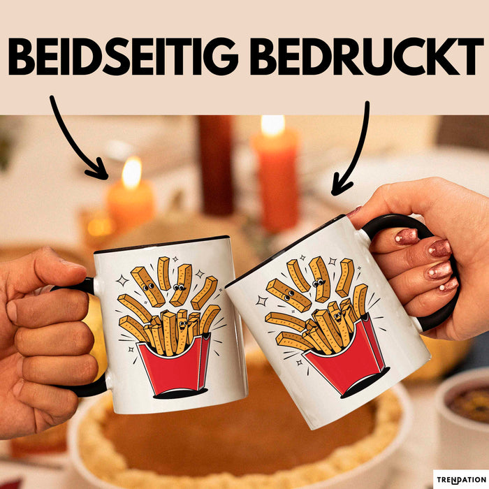 Fast Food Fan Tasse Geschenkidee Burger und Pommes Liebhaber Trendation