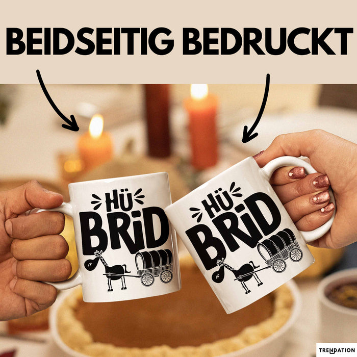 Hü Brid Tasse Geschenk Esel Hybrid Lustiges Hybrid Auto Pferd Esel Geschenkidee E-Auto Elektroauto Weiß Trendation