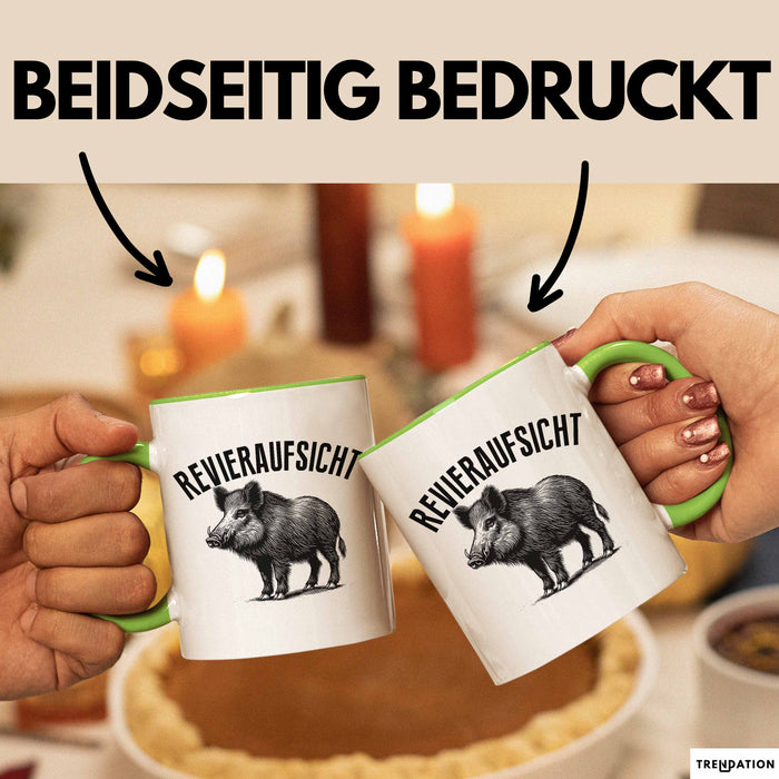 Jäger Tasse Geschenk Revieraufsicht Geschenkidee Wildschwein Geschenke Jägerin Grün Trendation