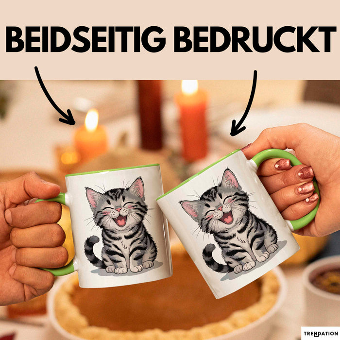 Katzen Tierliebhaber Tasse Geschenk Lustige Geschenkidee Spruch Grün Trendation