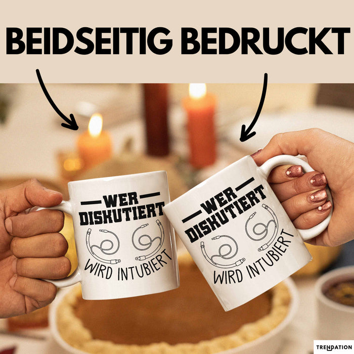 Krankenschwester Tasse Geschenk Wer Diskutiert Wird Intubiert Krankenhaus Geschenkidee Weiß Trendation