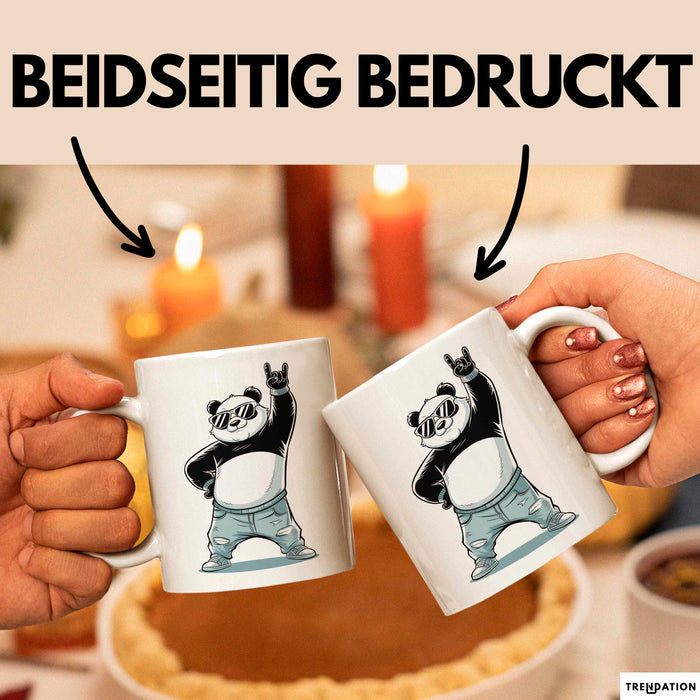 Panda Rock Musikliebhaber Musiker Tasse Geschenk Lustige Geschenkidee Spruch Weiß Trendation