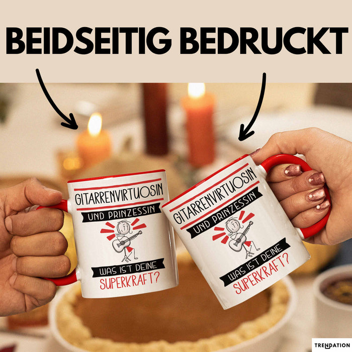 Gitarrenvirtuosin Und Prinzessin Tasse Geschenk Für Eine Gitarrenvirtuosin Geburtstag Was Ist Deine Superkraft Rot Trendation