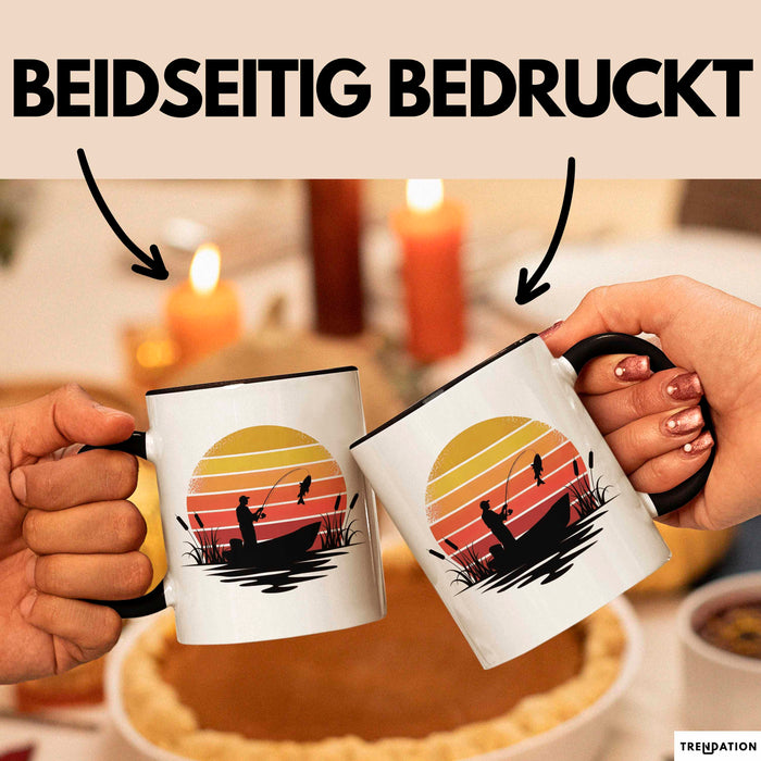 Angelliebhaber Fischer Retro Tasse Geschenk Lustige Geschenkidee Spruch Schwarz Trendation