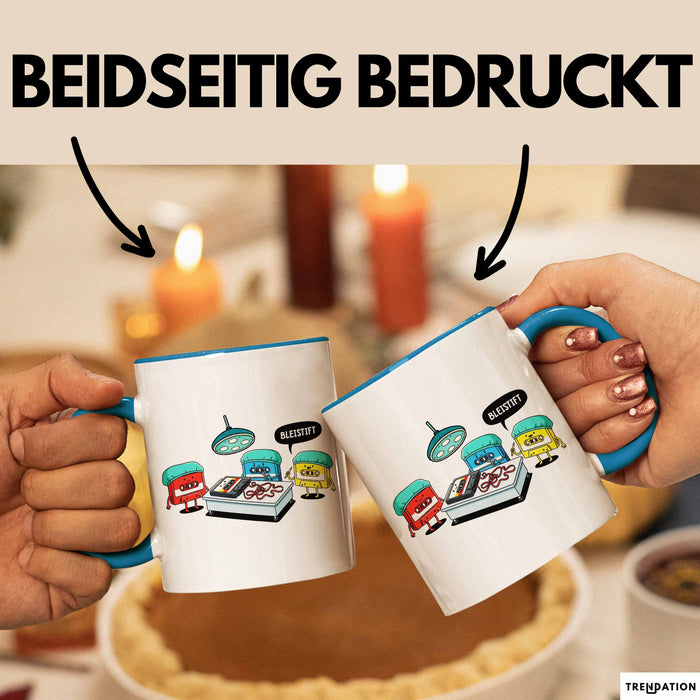 Retro Kassette OP Arzt Tasse Geschenk Lustige Geschenkidee Spruch Bleistift Blau Trendation