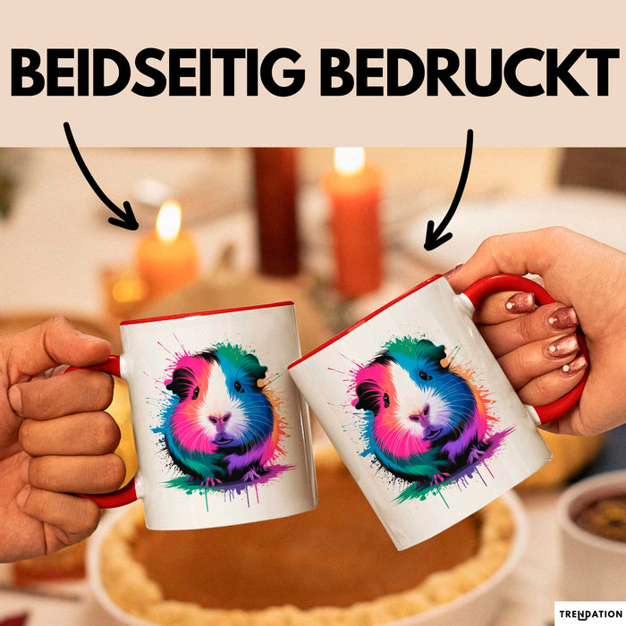 Buntes Meerschweinchen Tierliebhaber Tasse Geschenk Lustige Geschenkidee Spruch Rot Trendation