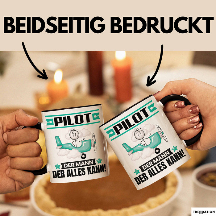 Pilot Tasse Geschenk für Pilot Der Mann Der Alles Kann Geschenkidee zum Geburtstag Schwarz Trendation