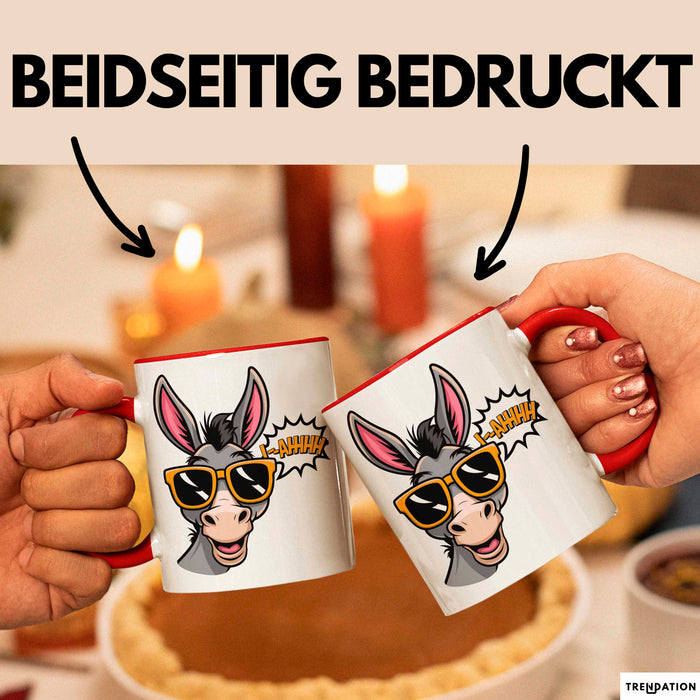 Esel Sonnenbrille Tasse Geschenk Lustige Geschenkidee Spruch Rot Trendation