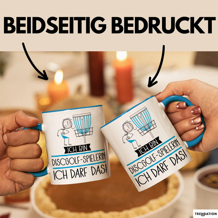 Geschenk für Discgolf-Spielerin Tasse Lustige Geschenkidee Geburtstag Ich Bin Discgolf-Spielerin Ich Darf Das Blau Trendation
