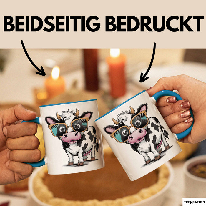 Kuh Liebhaber Tasse Geschenkidee für Bauernhoftier Fans Blau Trendation