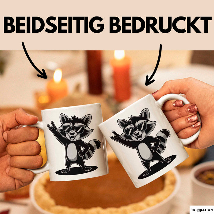 Waschbär Tierliebhaber Rockmusik Tasse Geschenk Lustige Geschenkidee Spruch Weiß Trendation
