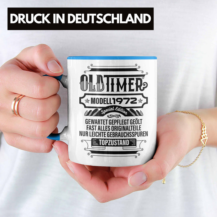 TRENDATION 50. Geburtstag Tasse Frau Mann Geschenk 50er Geschenkidee 50 Mutter Vater Blau Trendation