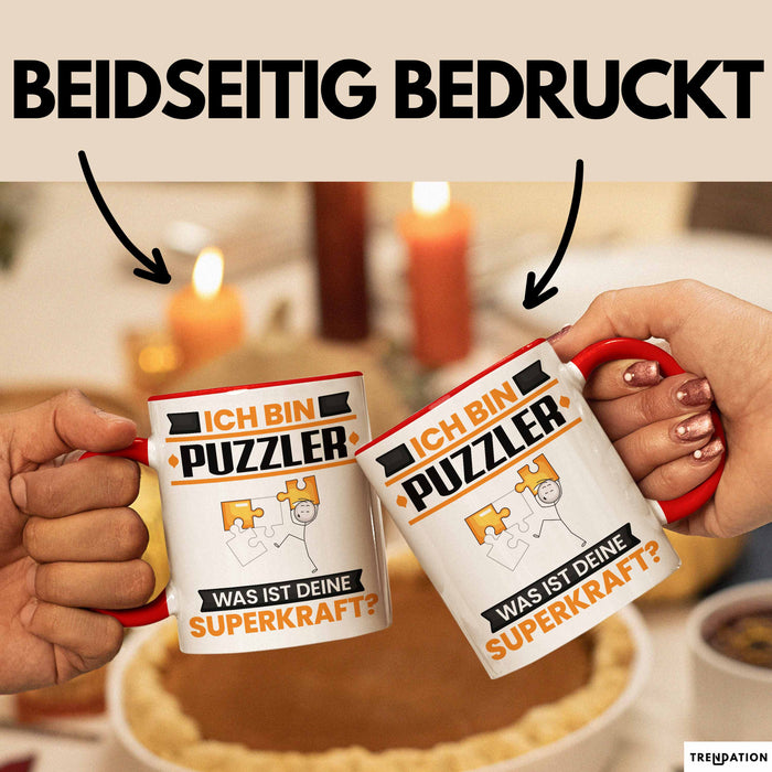 Puzzler Tasse Geschenk für Puzzler Geburtstag Lustiger Spruch Kaffee-Becher Was Ist Deine Superkraft Trendation