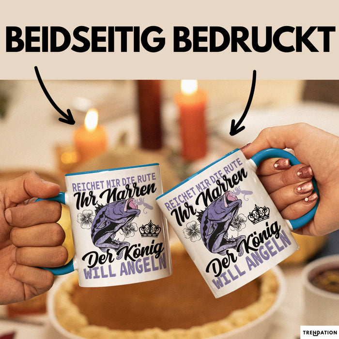 Angler Geschenk Tasse Spruch Männer Angeln Geschenkidee Kaffee-Becher Fischer Angeln Blau Trendation