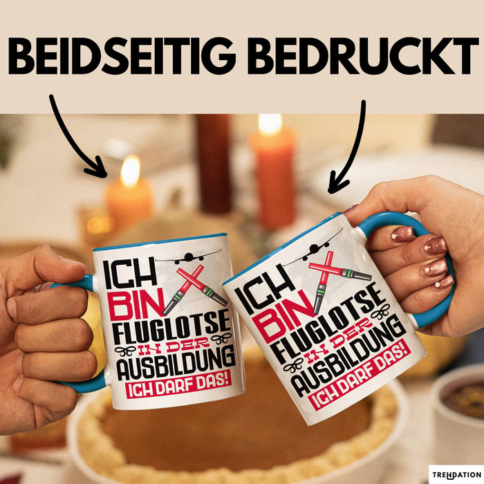 Fluglotse Ausbildung Tasse Geschenk Ich Bin Fluglotse In Der Ausbildung Ich Darf Das Geschenkidee Spruch Blau Trendation