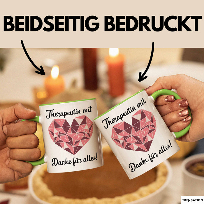 Physiotherapeut Physiotherapie Tasse Geschenk Lustige Geschenkidee Spruch Therapeutin Mit Herz Danke Für Alles Grün Trendation