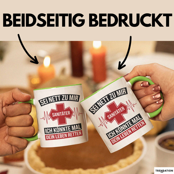 Sanitäter Tasse Geschenk Rettet Leben Notfalldienst Tasse Grün Trendation