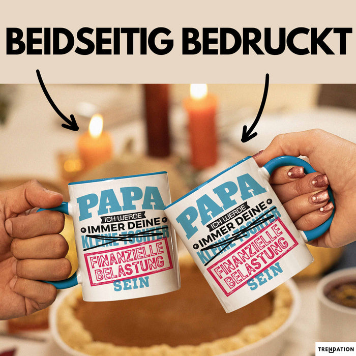 Witzige Tasse Geschenk Papa Tochter Finanzielle Belastung Spruch Blau Trendation
