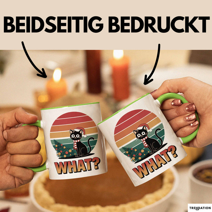 Schwarze Katze Weihnachtsfeier Tasse Geschenk Lustige Geschenkidee Spruch Was Grün Trendation
