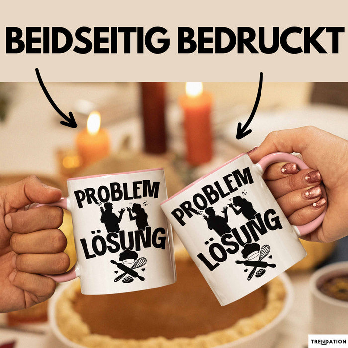 Backen Tasse Geschenk für Bäcker Männer Geschenkidee Problem und Lösung Backen Kochen Rosa Trendation