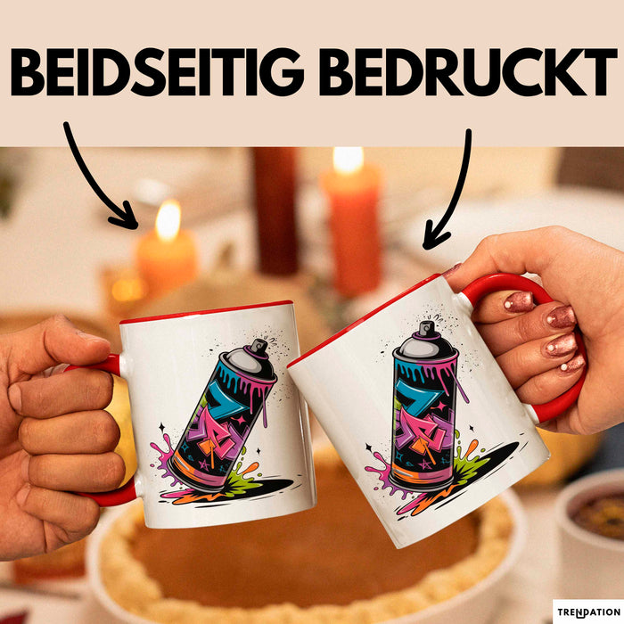 Graffiti Künstler Tasse Geschenkidee für Streetart Fan Rot Trendation