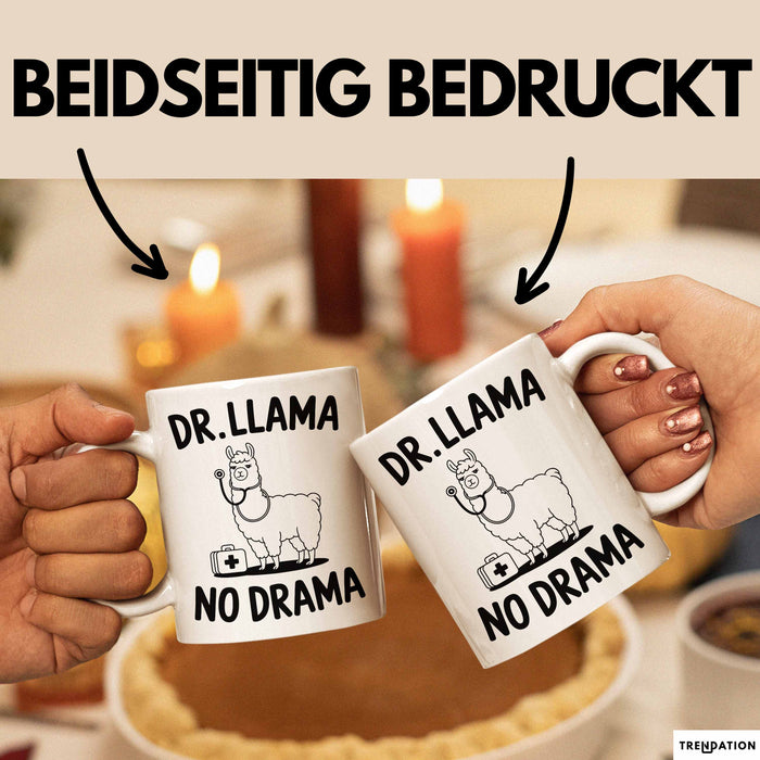 Lama Tasse Geschenk Dr Llama No Drama Geschenkidee Lustig Tier Weiß Trendation