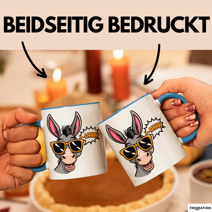 Esel Sonnenbrille Tasse Geschenk Lustige Geschenkidee Spruch Blau Trendation