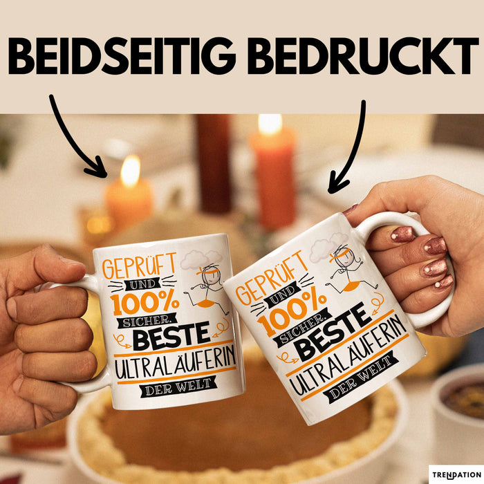 Beste Ultraläuferin Der Welt Tasse Geschenk für Eine Ultraläuferin Geprüft Und Sicher Geschenkidee Geburtstag Weihnachten Weiß Trendation