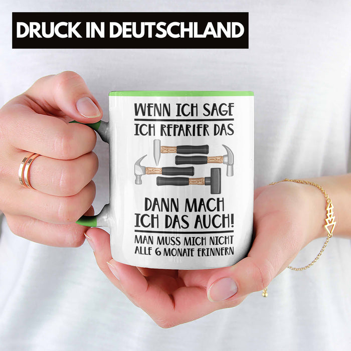 Trendation - Handwerker Tasse mit Spruch Geschenke für Handwerk Kaffeebecher KFZ Mechaniker Mechatroniker Grün Trendation