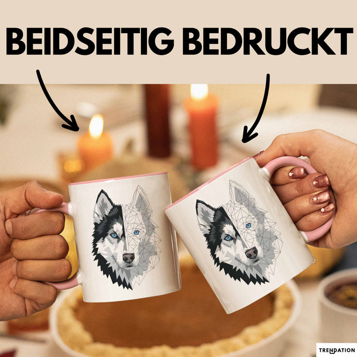 Wolf Tasse Geschenk Wolf für Wildtierfreunde Rosa Trendation