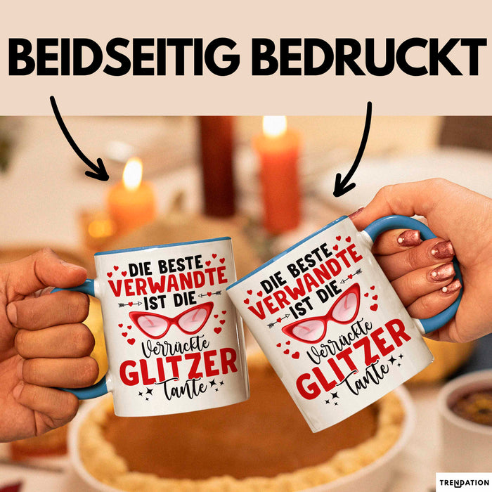 Tante Verwandte Tasse Geschenk Lustige Geschenkidee Spruch Beste Tante Blau Trendation