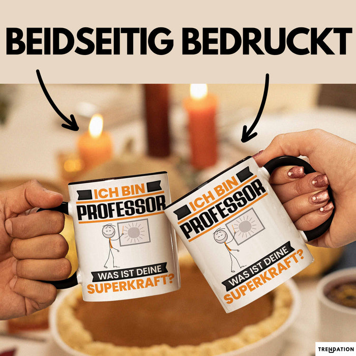 Professor Tasse Geschenk für Professor Geburtstag Lustiger Spruch Kaffee-Becher Was Ist Deine Superkraft Schwarz Trendation