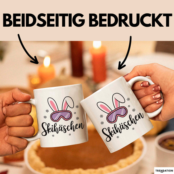 Skifahren Skifahrer Tasse Geschenk Skihäschen Geschenkidee Geschenkidee Lustig Weiß Trendation