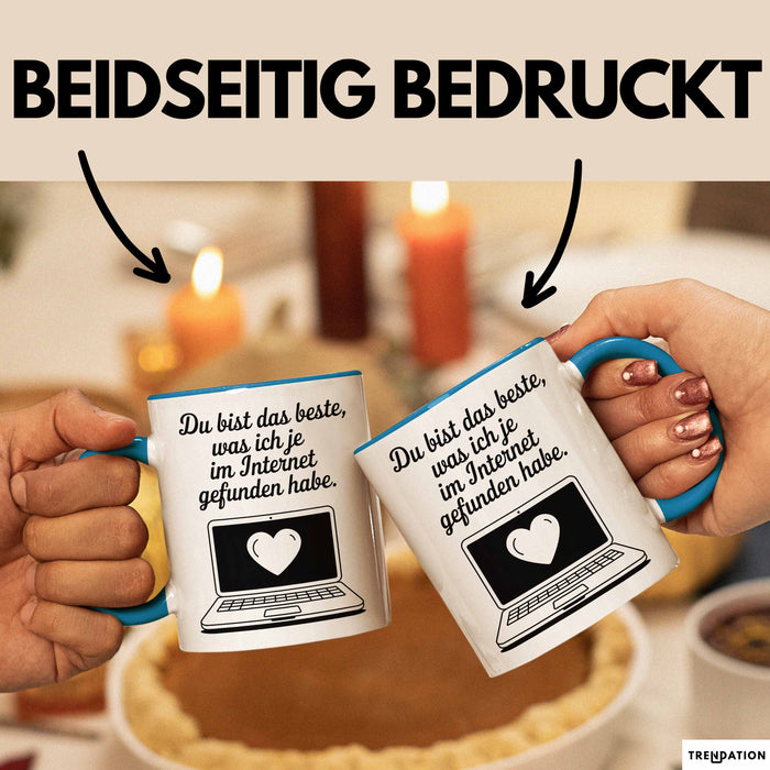 Sarkastischer Sarkasmus Tasse Geschenk Lustige Geschenkidee Spruch Du Bist Das Beste Was Ich Je Im Internet Gefunden Habe Blau Trendation