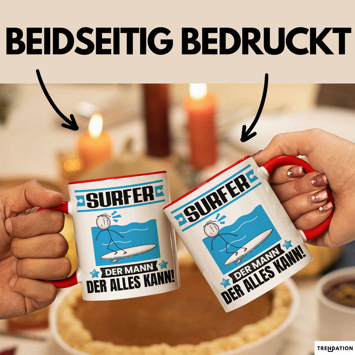 Surfer Tasse Geschenk für Surfer Der Mann Der Alles Kann Geschenkidee zum Geburtstag Rot Trendation