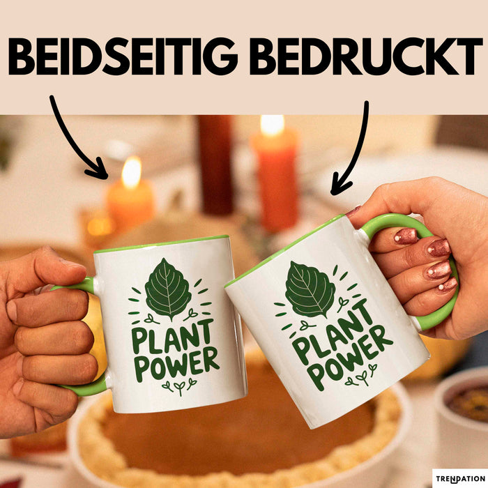 Veganer Tasse Geschenkidee Pflanzenkraft Grün Trendation