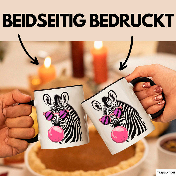 Zebra Kaugummi Tasse Geschenk Lustige Geschenkidee Spruch Schwarz Trendation