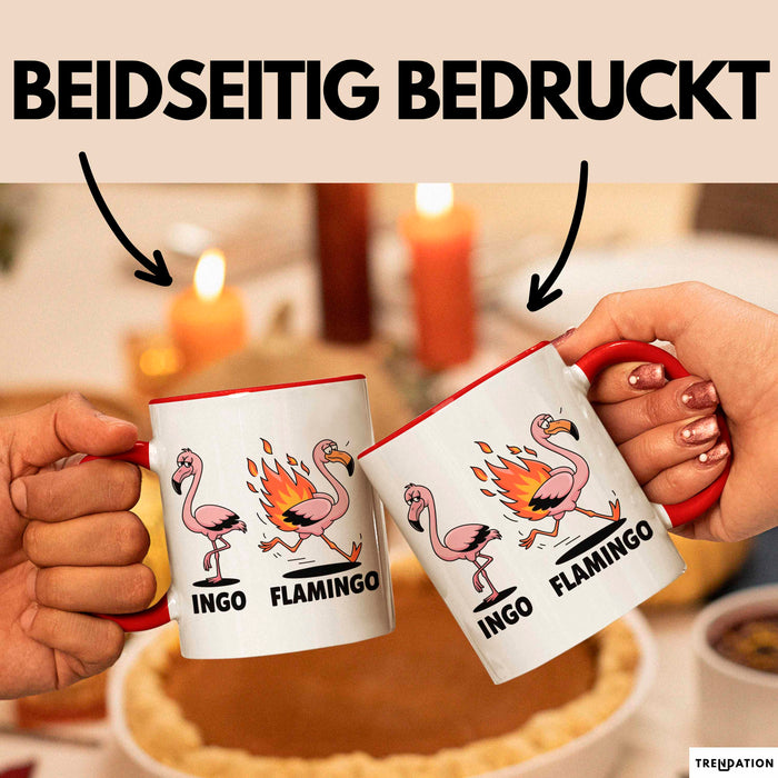 Flamingo In Flammen Tasse Geschenk Lustige Geschenkidee Spruch Rot Trendation